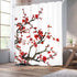 Homewelle Plum Shower Curtain Blossom Aesthetic Watercolor Floral 60Wx72L Inch Red Cherry Cute Traditional Weeping Flower Japanese Branch Ink Scenery Asian Waterproof Polyester Fabric Bathroom Bathtub