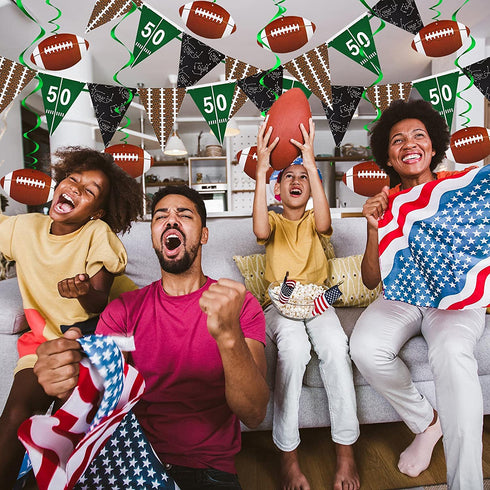14 PIeces Football Party Supplies 2 Pieces Football Pennant Banner Garland 12 Pieces Football Hanging Swirls Superbowl Decorations Sport Theme Party for Sport Clubs Party Birthday Home Decor