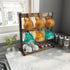 OROPY Vintage Wood Coffee Mug Holder Stand, 2 Tier Countertop Mug Tree Holder Rack for Coffee Mugs Cups (Dark Brown) (12 Hooks)