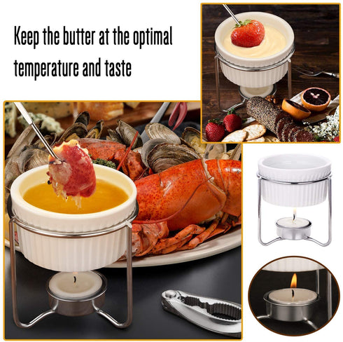 Hiware Seafood Tools Set - Crab Lobster Crackers and Picks Tools Service for 2, Includes Crab Leg Crackers, Seafood Scissors, Butter Warmers, Lobster Shellers, Crab Forks and Tealight Candles