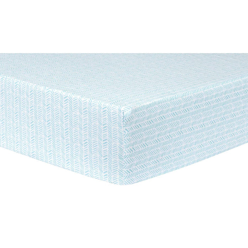 Trend Lab Deluxe Flannel Fitted Crib Sheet, Aqua Herringbone