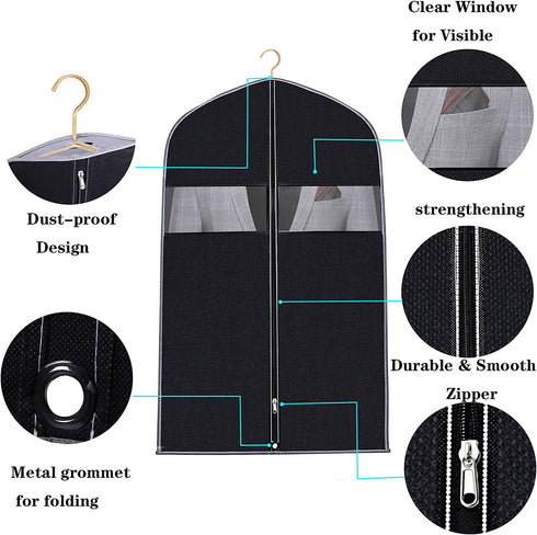 Garment Bag Suit Bag for Travel and Storage, Breathable 40 inch Suit Jacket Covers Clothes Bags with Clear Window Dust Proof Protector for Suit Coat, Jacket (40˜™ x 24˜™ - 5 pcs)