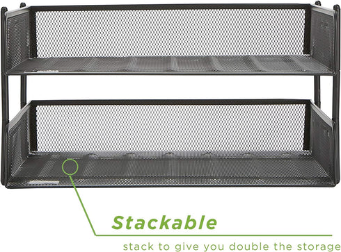 Mind Reader 2-Pack Stackable Metal Mesh File Holder Trays, Document Holder, Desktop File Organizer, Black