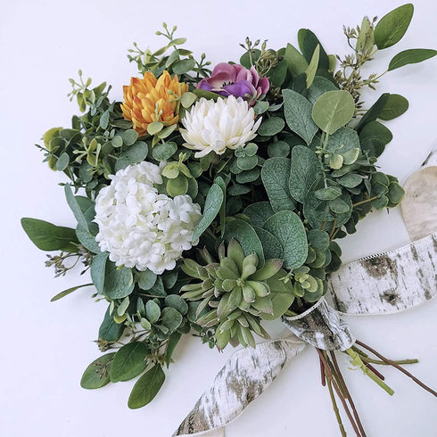 Mixed Eucalyptus Leaves Stems Bulk Faux Seeded Eucalyptus Leaves Sprays Artificial Silver Dollar Eucalyptus Leaves Stems for Floral Wreath Garland Bouquets Arrangement Wedding Greenery Decoration