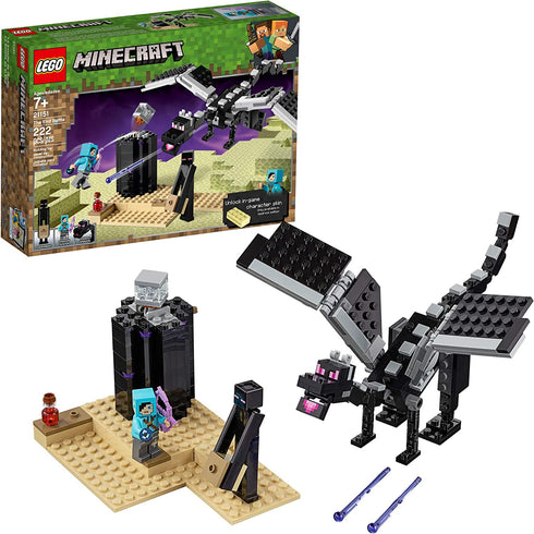 LEGO Minecraft The End Battle 21151 Ender Dragon Building Kit Includes Dragon Slayer and Enderman Toy Figures for Dragon Fighting Adventures (222 Pieces)