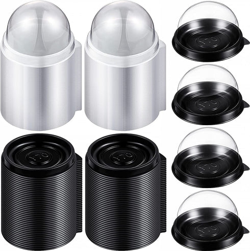150 Sets Clear Plastic Mini Cupcake Container Clear Plastic Mini Cupcake Boxes Dome Muffin Single Container Box for Cheese Pastry Dessert Mooncake