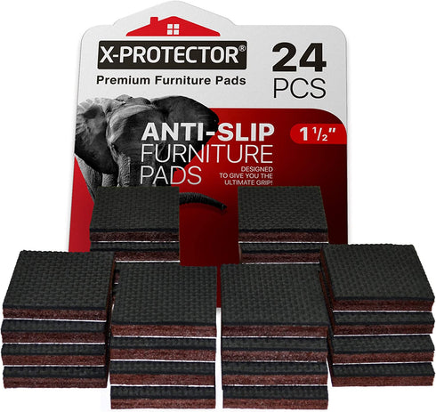 X-PROTECTOR Non Slip Furniture Pads – 24 Premium Furniture Grippers 1 1/2"! Best SelfAdhesive Rubber Feet Furniture Feet – Ideal Non Skid Furniture Pad Floor Protectors – Keep Furniture in Place!