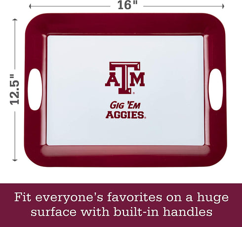 College Kitchen Collection Texas A&M University Serving Tray / Party Platter / Food Appetizer Serveware - 12.5 Inch, White