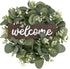 KESYOO Welcome Sign Artificial Eucalyptus Wreath Rustic Front Door Sign for Farmhouse Porch Front Door Decorations