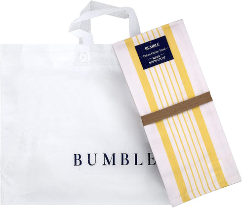Premium Kitchen Towels (20?x 28?, 6 Pack) Large Cotton Kitchen Hand Towels Striped Flat & Terry Towel Highly Absorbent Tea Towels Set with Hanging Loop Yellow