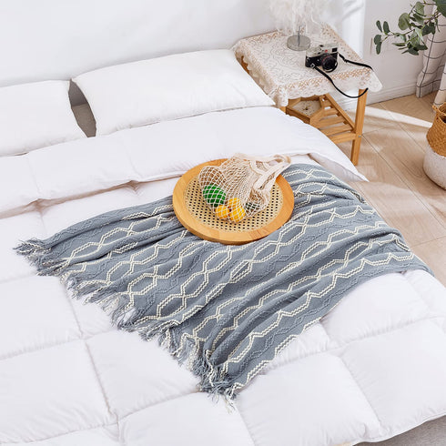 Lunarose Boho Throw Blanket for Couch,Soft Cozy Knit Home Decor Blanket,Lightweight Decorative Throw for Sofa Chair Bed Travel and Living Room-All Seasons Suitable(50"x60", Boho-Grey)