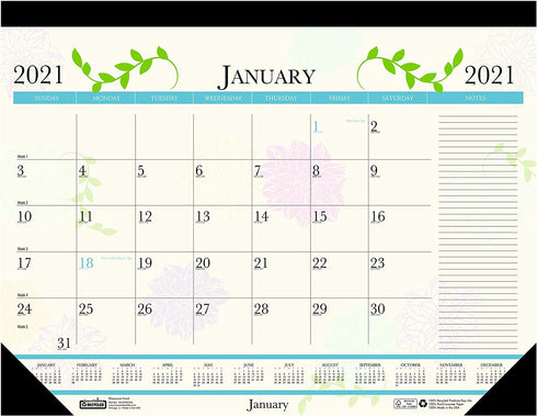 House of Doolittle 2021 Monthly Desk Pad Calendar, Earthscapes Whimsical Floral, 22 x 17 Inches, January - December (HOD184-21)