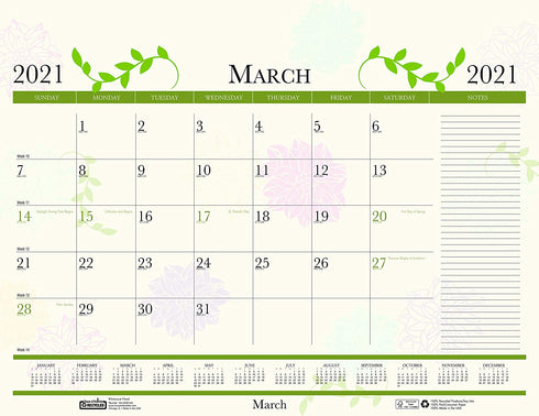 House of Doolittle 2021 Monthly Desk Pad Calendar, Earthscapes Whimsical Floral, 22 x 17 Inches, January - December (HOD184-21)