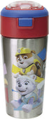 Zak Designs Paw Patrol Durable Stainless Steel Straw Bottle with Push-Button Flip Lid Vacuum Insulation Keeps Drinks Cold, BPA Free(1 PC), 12oz