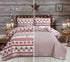 Lodge Style Ultra Lightweight Quilt Set Queen Size 90"x90", Striped 3 Piece Bedding Sets, Deer Snowflake Printed Rustic Bedspread Coverlet for Cabin Country Home Bedroom Decor,1 Quilt + 2 Pillow Shams