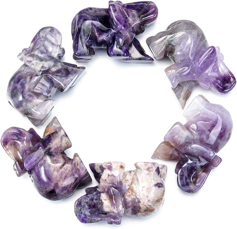 Top Plaza 2 Inches Amethyst Crystals Elephant Figurines Decor Reiki Healing Crystal Stone Crafts Statues Elephant Gifts Collectible Decor for Home Office Desk