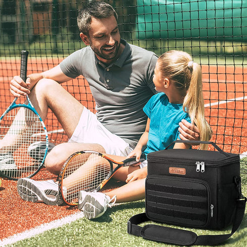 Insulated Lunch Box for Men Women - Leakproof Reusable Lunch Bag with MOLLE Webbing for Office Work School Picnic Gym, Freezable Cooler Tote Bag with Adjustable Shoulder Strap for Tactical Adult/Kids