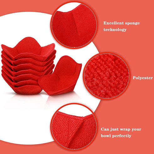 8 Pieces Bowl Holders Microwave Bowl Huggers Safe Bowl Pot Holder for Heat Soup, Food, Meals (Red)