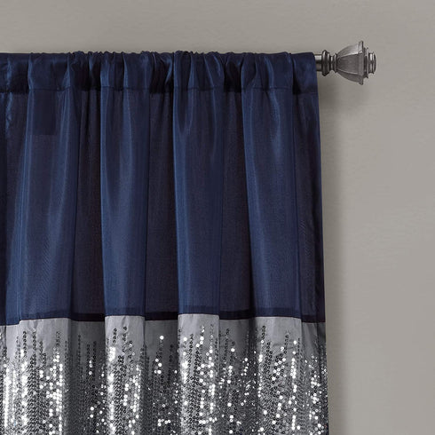 Lush Decor Night Sky Panel for Living, Bedroom, Dining Room (Single Curtain), 84" x 42" Navy and White