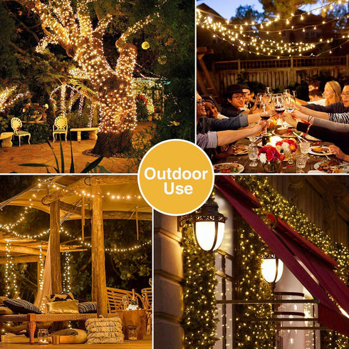 JMEXSUSS 66ft 200 LED Christmas Lights Indoor Outdoor, Warm White Christmas Tree Lights Green Wire, 8 Modes Plug in Waterproof Twinkle String Lights, for Bedroom, Wedding, Holiday Tree Decorations
