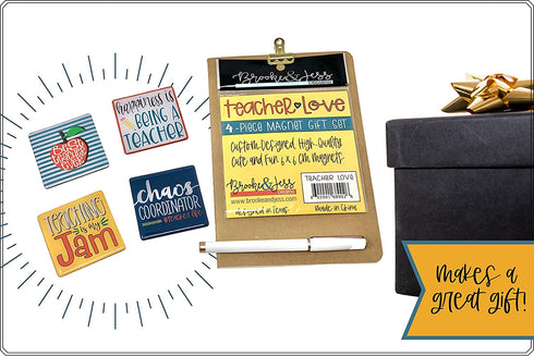 Cute Magnet Gift Sets for Teacher - Refrigerator Magnets - 4 pk Gift Set
