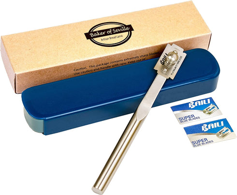 Baker of Seville Bread Lame – Now with 6 Included blades. Change from Straight or Curved Blade Lame in seconds with the Patented Design. Built for professional and serious bakers.