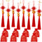16 Pieces 2022 Chinese New Year Decorations Chinese Knot with New Year Tiger Charm Red Blessing Bag with Fringe Chinese Feng Shui Tiger Tassel for New Year Home Wealth Success Good Luck Success