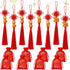 16 Pieces 2022 Chinese New Year Decorations Chinese Knot with New Year Tiger Charm Red Blessing Bag with Fringe Chinese Feng Shui Tiger Tassel for New Year Home Wealth Success Good Luck Success