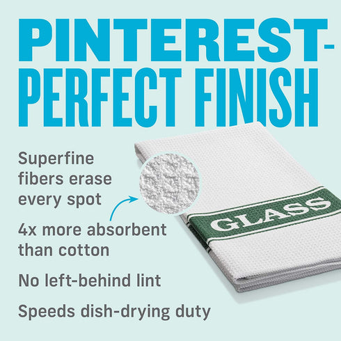 E-Cloth Glassware Drying & Polishing Towel, Premium Microfiber Glass Cleaner and Dryer, Great for Windows, Glass and Mirrors, Washable and Reusable, 100 Wash Guarantee, 2 Pack