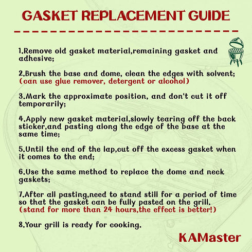 KAMaster High Temp Grill Gasket Replacement Fit Primo Kamado Grill BBQ Smoker Gasket Pre-Shrunk Primo Accessories Self Stick Felt 14ft Long, 3/4" Wide, 1/8" Thick