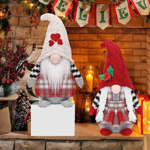 Valentine's Day Gnomes Plush Decorations , 2 Pack Mr. and Mrs. Handmade Swedish Tomte Santa Scandinavian Figurine Nordic Plush Elf Gnome Ornaments for Valentine Home Decor