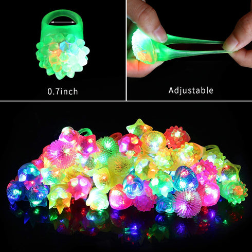 Sauyoza Easter Party Favor Return Gifts for Kids Birthday 38 Pack Goodie Bag Stuffers Light Rings Prizes for Kids Glow in The Dark Party Supplies Birthday Valentines Halloween Christmas
