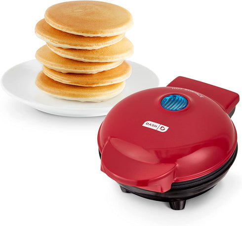 Dash Mini Maker Electric Round Griddle for Individual Pancakes, Cookies, Eggs & other on the go Breakfast, Lunch & Snacks with Indicator Light + Included Recipe Book - Red