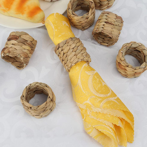 12pcs Round Woven Napkin Ring, Rustic Napkin Ring Holders Handmade by Natural Water Hyacinth, Farmhouse Napkin Rings, Set of 12 Napkin Rings