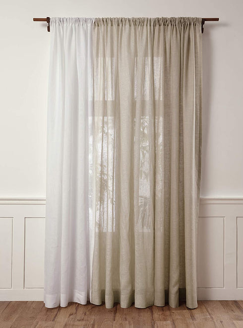 Solino Home Linen Sheer Curtains 52 x 54 Inch Light Natural Rod Pocket Window Panel, 100% Pure Natural Fabric Curtain, Handcrafted from European Flax