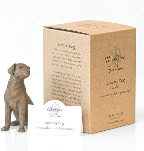 Willow Tree Love My Dog (Dark), Sculpted Hand-Painted Figure