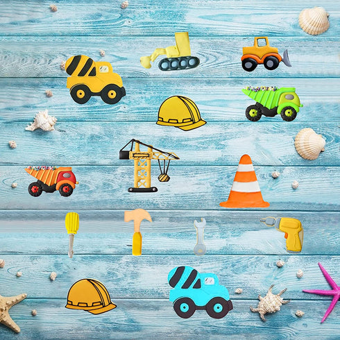 wonmon Wonmon 11PCS Construction Cookie Cutters Set, Excavator, Bulldozer, Dump Truck, Crane, Hammer, Wrench, Drill, Safety Helmet Construction Tools Cutters Molds Set for Construction Themed Party