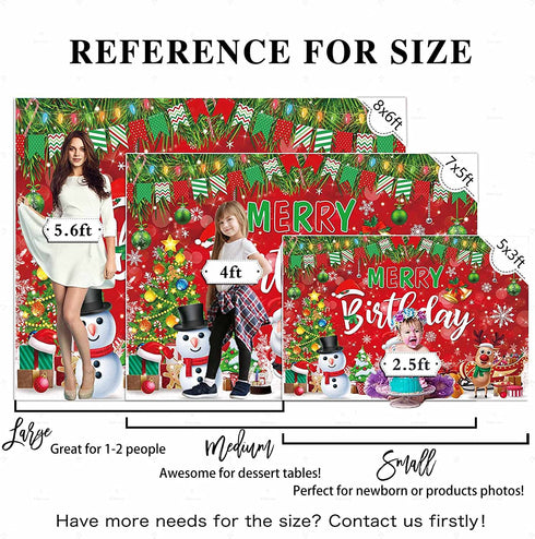 Allenjoy 7x5ft Red and Green Merry Birthday Christmas Photo Backdrop for Kids Family Happy Holiday Friendsmas Xmas New Year Eve Jolly Santa Claus Party Supplies Decoration Banner Photoshoot Background