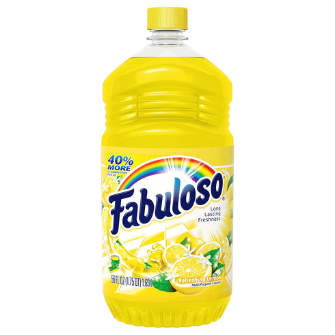 Fabuloso All Purpose Cleaner, Lemon, Bathroom Cleaner, Toilet Cleaner, Floor Cleaner, Shower and Glass Cleaner, Mop Cleanser, Kitchen Pots and Pans Degreaser, 56oz (Pack of 6) (MX06157A), Green