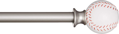 Amazon Basics Decorative 5/8" Curtain Rod with Baseball Finials, 86"-120"
