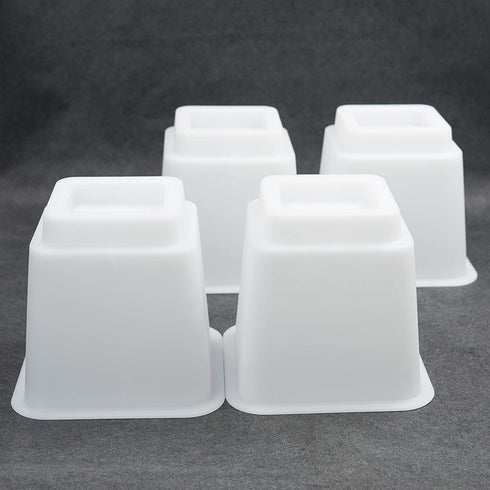 HomeRoots Bed Risers Set of 8 Heavy Duty Plastic 3, 5 or 8 Inch Adjustable Risers for Bed, Furniture Sofa, Table, and Chair - White