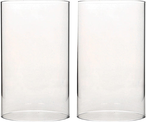 Hosley Set of 2- 7 Inch High Clear Glass Hurricane Candle Holder or Sleeve. Wonderful Accent Piece for Coffee or Side Tables. Ideal Gift for Weddings Home and Events. O9