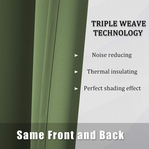 Sage Green Curtains with Grommet Solid Blackout for Bedroom 63 Inch Length Thermal Insulated Blackout Room Darkening Curtains Drapes 42 x 63 Inches Long