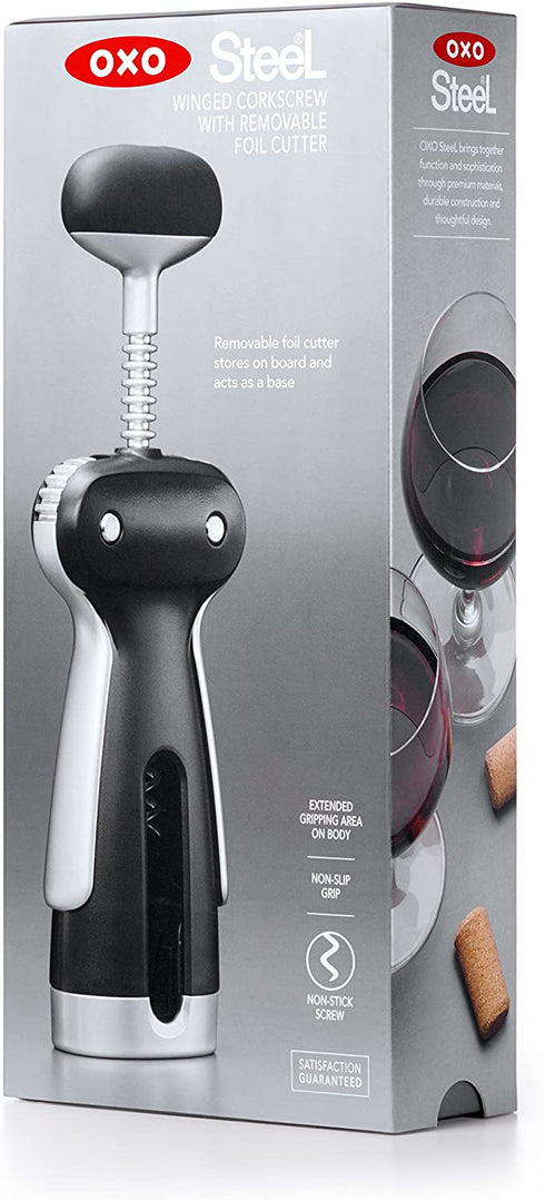 OXO SteeL Winged Corkscrew with Removable Foil Cutter