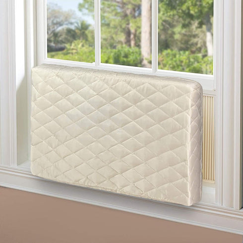 Homydom AC Cover Indoor, Air Conditioner Cover Inside AC Unit Cover Double Insulation Defender, High Elasticity, Light Yellow M-25"x 16"x 3.5"(L x H x D)