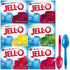Jell-O Sugar Free Gelatin Variety, Black Cherry, Raspberry, Lemon, Lime, Strawberry, Cherry, 0.3 oz Boxes (Pack of 6) with By The Cup Mood Spoons