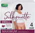 Depend Silhouette Incontinence and Postpartum Underwear for Women, Maximum Absorbency, Disposable, Small, Pink/Black/Teal/Berry, 4 Count