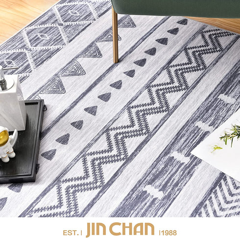 JINCHAN Door Mat 2x3 Area Rug Kitchen Rug Boho Rug Moroccan Floor Cover Bathroom Rug Mudcloth Rug Sketch Geometric Bohemia Mat Grey Dimond Non Slip Carpet for Living Room Bedroom Dining Room Entryway
