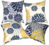 Throw Pillow Covers 18 X 18 Set of 4,Navy Blue Gold Oversized Flower Geometry Square Pillow Cushion Cases,Yellow and Gray Floral Modern Decorative Pillow Covers for Couch Sofa Bedroom Car