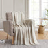 Bourina Decorative Diamond Lattice Faux Cashmere Fringe Throw Blanket Lightweight Soft Cozy for Bed or Sofa Farmhouse Outdoor Throw Blankets, 50" x 60", Beige